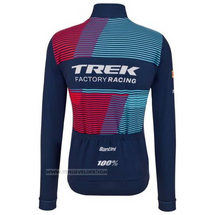 2023 Maillot Cyclisme Trek Factory Bleu Manches Longues et Cuissard